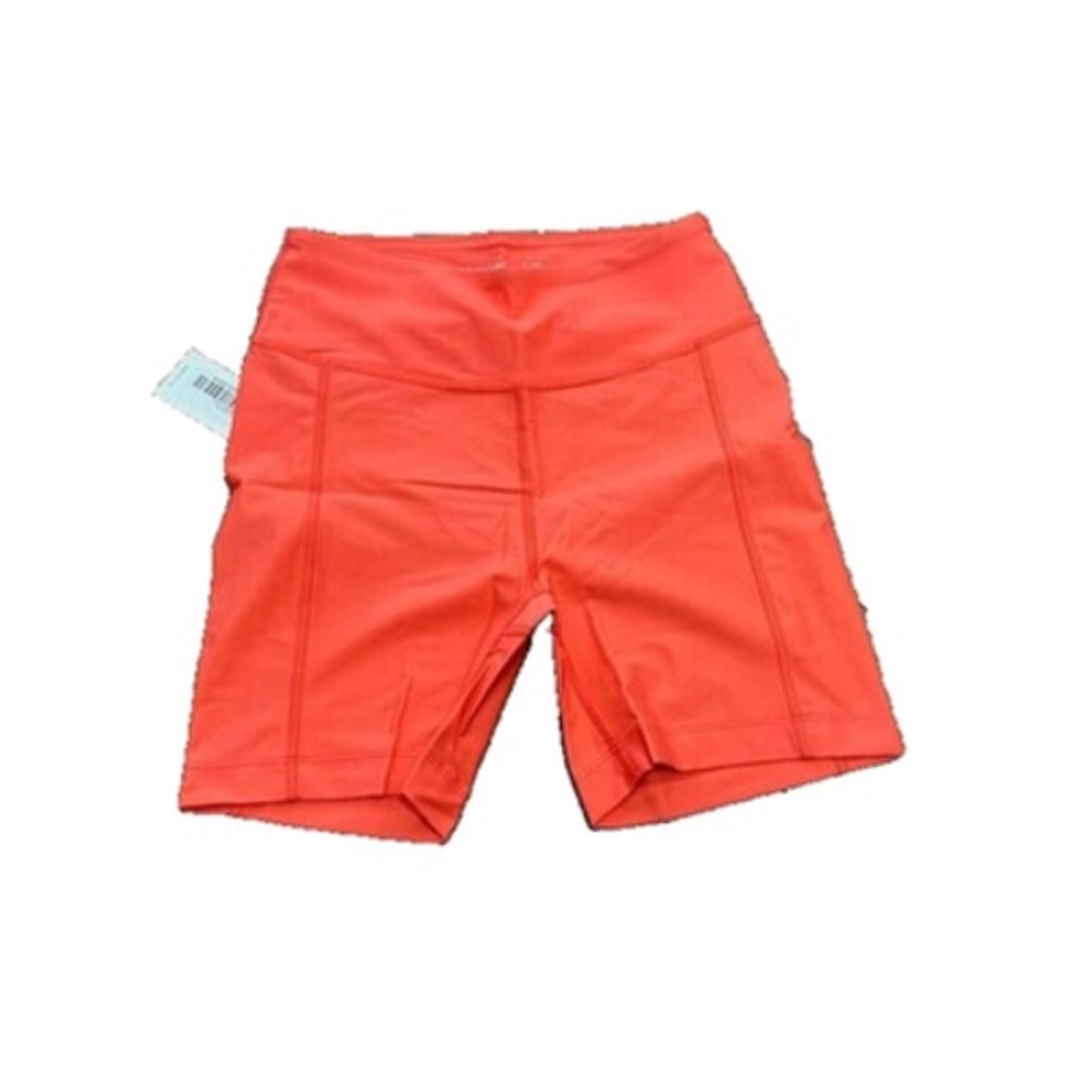Outdoor Voices Splash Knit 5" Biker Shorts Pull On Stretch UPF 50+ Hot Coral XS